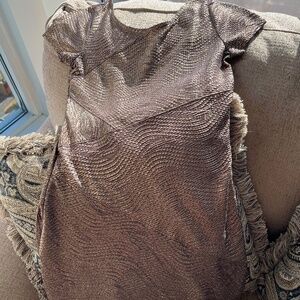 Free People Moonage Daydream Chocolate Bronze Gold Metallic Dress Size XS
